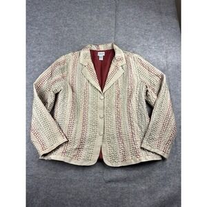 Chico's 100% Silk Blazer Embroidered Blazer Colorful Embroidery Size 2 US M SEE